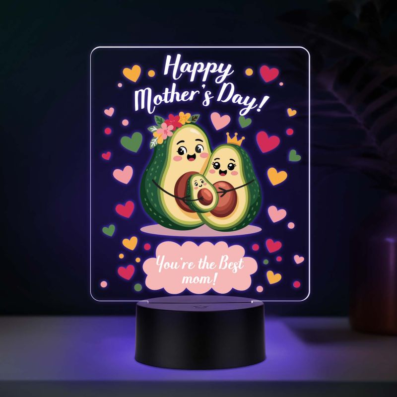 Cute Avocado Best Mom UV Print 7 Color LED Night Lamp Mothers Day Gift Light